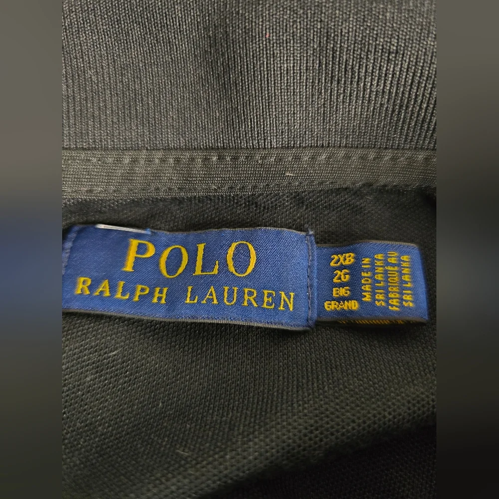 Ralph Lauren Polo Shirt Mens 2XL Black White Big Pony Logo Casual Rugby